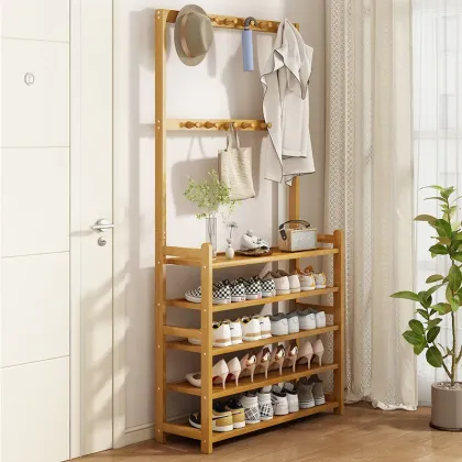Simple Bamboo Shoe Racks and Cabinets