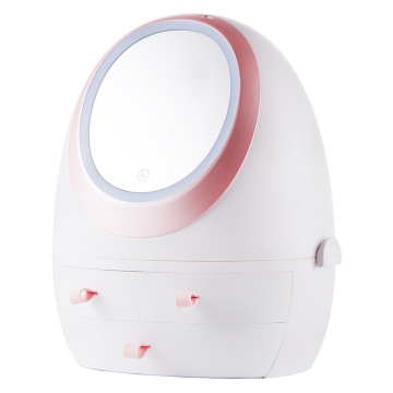 Factory Wholesale Classic Plastic Multifunction Cosmetics Storage Geometry LED Lighted Mirror