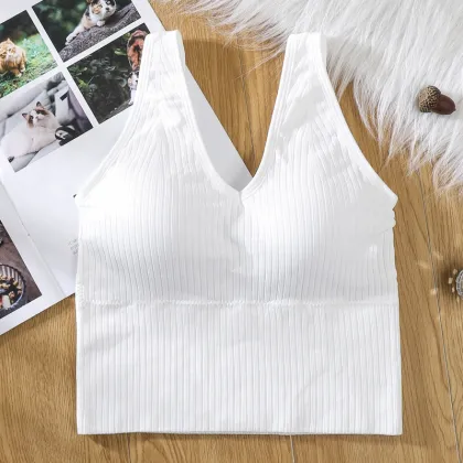 Wide Strap Backless Bralette Active Sports Underwear for Women