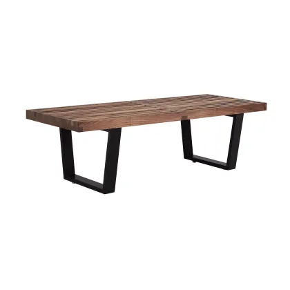 Nelson Style Platform Mid Century Solid Wood Bench