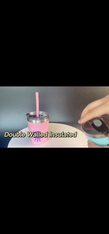 Insulated Stainless Steel Kids Tumbler with Straw