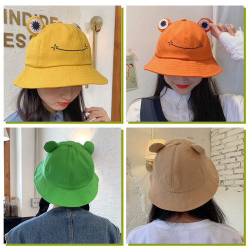 Summer Outdoor Sun Protection Cap Women Frog Cotton Bucket Hat Supplier