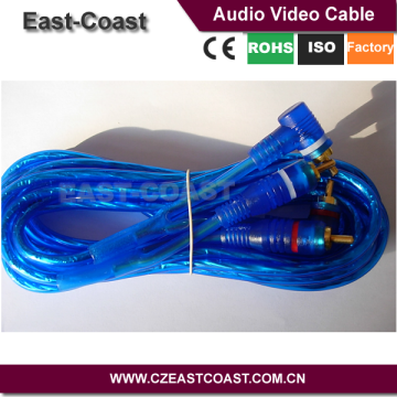 Transparent 2rca male to 2rca angle male rca cable car