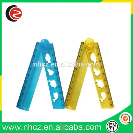 colorful Plastic 30cm Double Use Foldable Rulers with Protractor