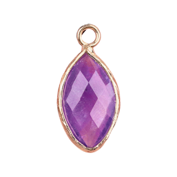 Amethyst Faceted Horse Eye Pendant Wrapped Gold Charms for DIY Making Jewelry