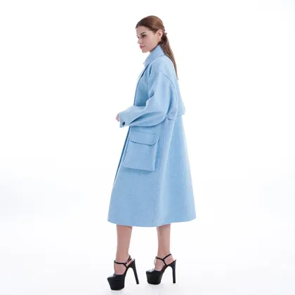 Fashion blue cashmere coat