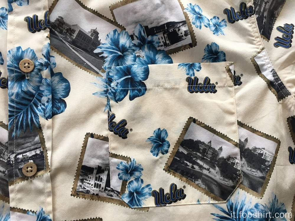 Camicia Hawaii con stampa 100% cotone
