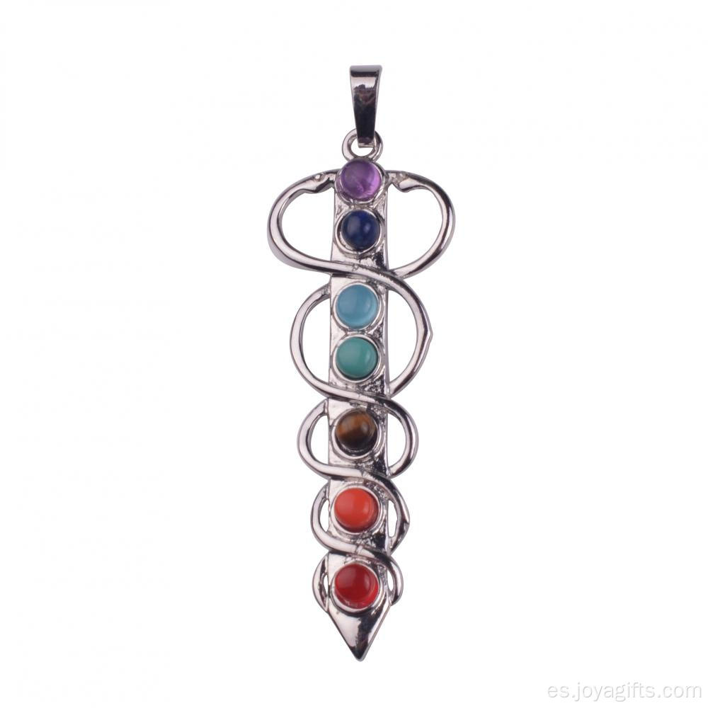 7 chakra Reiki curación piedras preciosas colgante Yoga balance collar de perlas