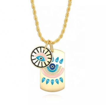 Yiwu Aceon Stainless Steel Fashion Women's Religious Gold Jewelry Enamel Disc Charm Pendant