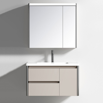 Modern Bathroom Cabinet with LED Mirror and Top Basin