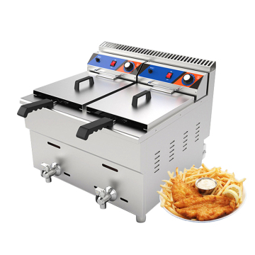 High Efficient Heavy Duty 34L 2-Tank 2-Basket Gas/Electric Chips Frying Machine