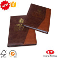 Leather cover office notebook with gold logo