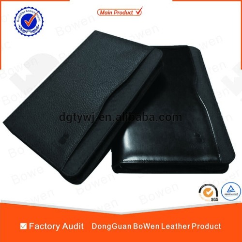 BWB-3 a4 leather portfolio folders/leather portfolio binder with zipper