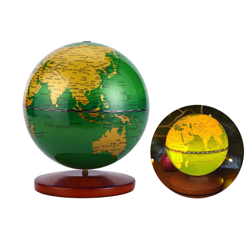 2 in 1illuminato globo del mondo con supporto in legno