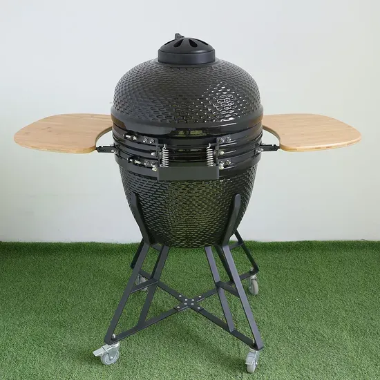 18 Inch Kamado Wood Outdoor Cooking Tabletop Grill with Cast Iron Vent