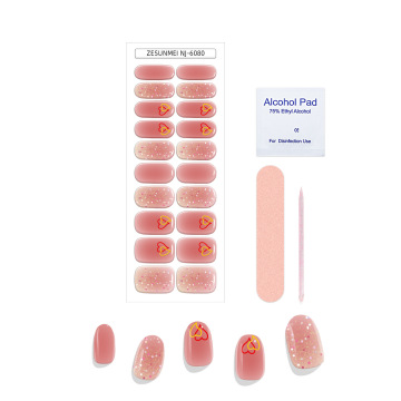 Wholesale Waterproof Semi-Curable Nail Stickers with Laser Flower Design