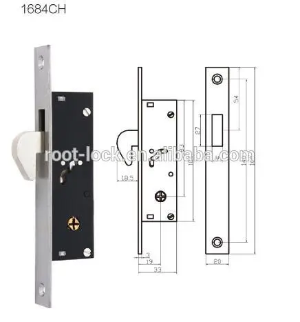 Hot sale aluminum hook lock sliding door lock with 3 steel cross keys