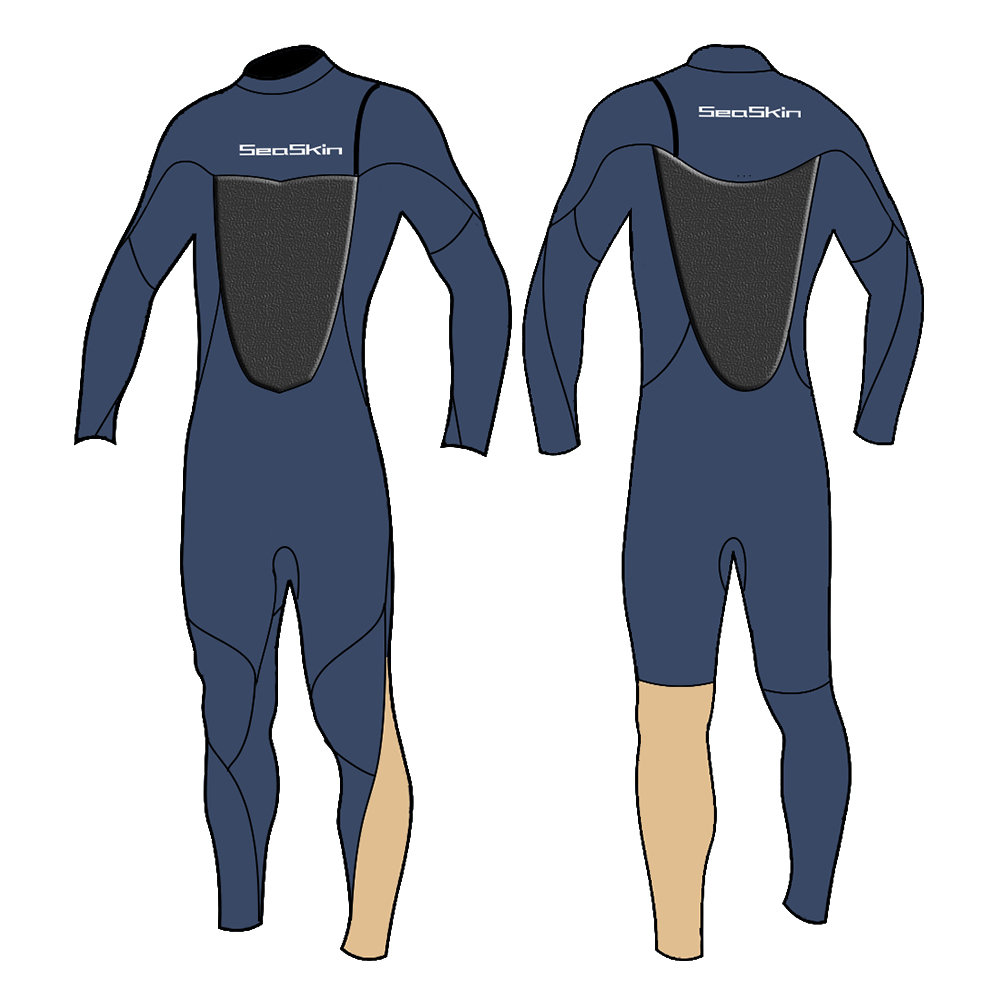 Seaskin 4/3mm wetsuit fleksibel tinggi zipperless