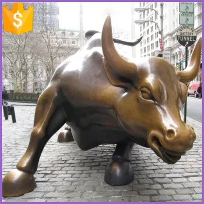 big size casting bronze wall street bull for bull market decoration