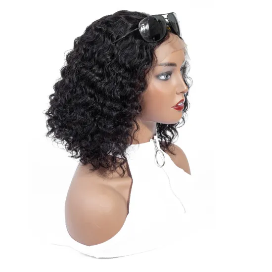 Women Lace Frontal 13*4 Wig For Beginners 1b Malaysian Natural Color Hair Remy Short Bob Cut Wholesale Malaysian Kinky Curly Wig
