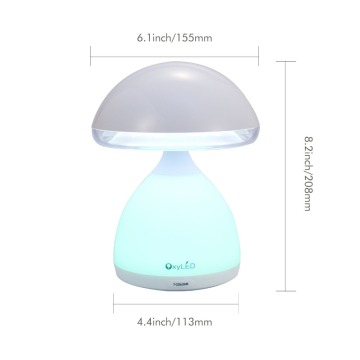 Mushroom Kids Touch Sensor RGB LED Bedside Lamp with 7-Color Night Light