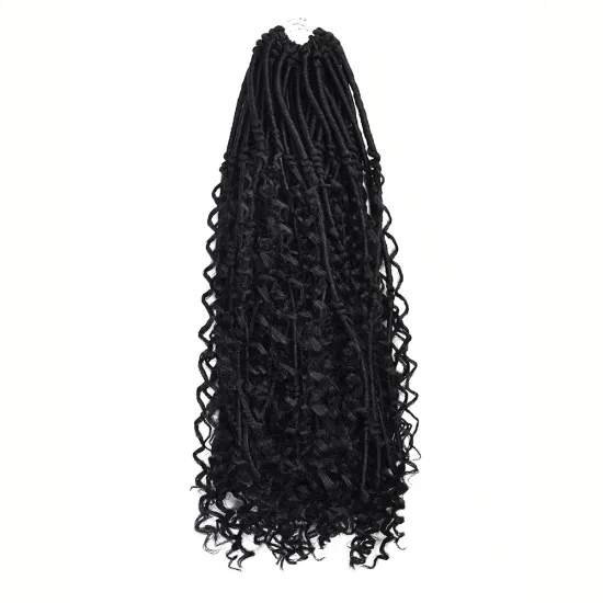 Hippie Locs  Boho Style Synthetic Braids Hair Extensions Faux Locs Crochet With Curly Hair 20 Inch Goddess Locs Crochet Hair