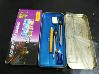Math Instruments Set with Metal Storage Tin Box