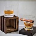 Lunettes de whisky en cristal avec support de cigare