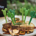 6pcs/pack Plastic Fruit Forks Green Cactus & Black Cat Toothpick Kids Tableware Fruit Fork Food Picks