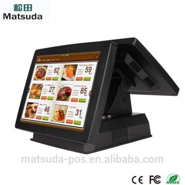 15 inch dual touch screen bar/retail POS cash register system with 1037u/I3 CPU optional