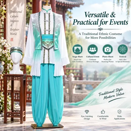 Modern Chinese Folk Dance Costume Outfit Headpiece