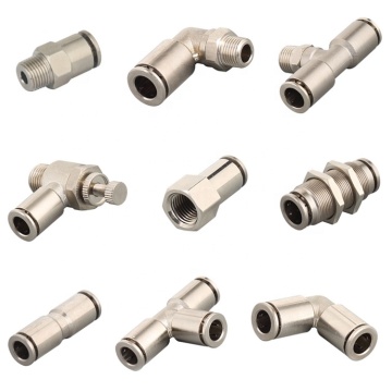 4-16mm Pneumatic Brass Push Fit Nickel Plated Straight Connector for Water Pipe Fittings