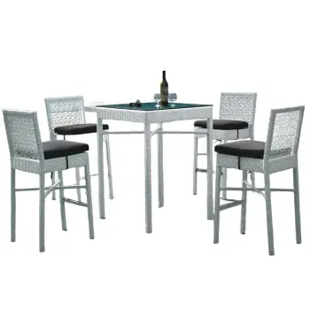 5-Piece Luxury Hotel Bar Set: Rattan Table and Chairs for Kitchen, Garden, Patio