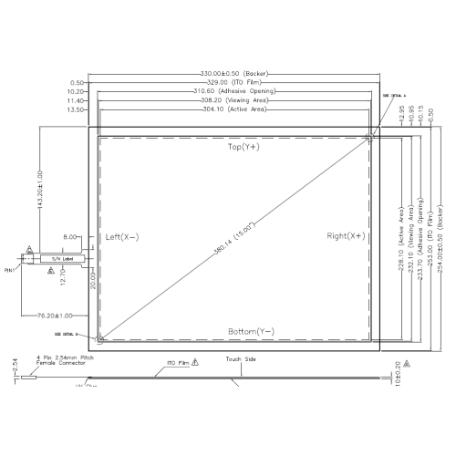 15 inci AMT 4-wire Touch Panel Resistif 9102