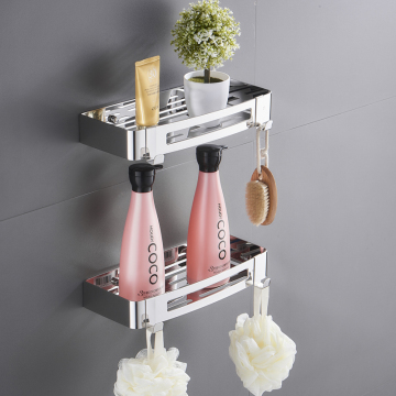Wall-Free Punching Wall Hanging Bathroom Shelves for Toilet Vanity and Towel Storage