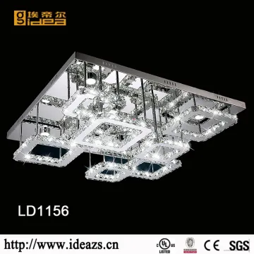 Stainless Steel Modern Square K9 Crystal Ceiling Light