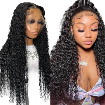 SPARK Wholesale Water Wave Natural Black Transparent Lace Wigs 100% 360 Human Hair Wigs Lace Frontal For Woman