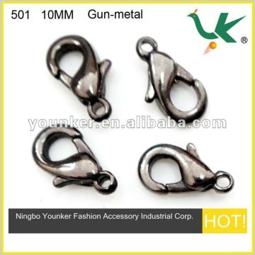 High Quality Fashion Jewelry Lobster Clasp 10MM, Plated Gun-metal, Model 501