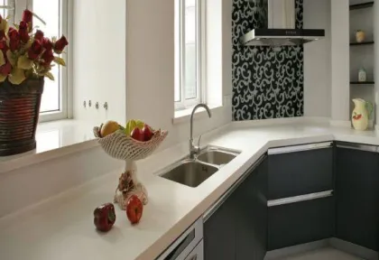 Customized rural style white kitchen countertop