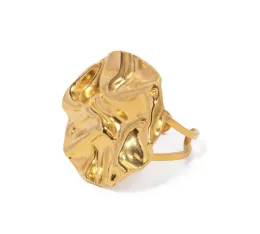 J&D Design Lave Opening Ring 18k PVD Gold Plated Stainless Steel Tarnish Free Round Irregular Open Ring For Women