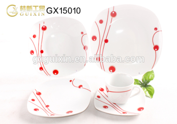 GUIXIN 18-piece Square Ceramic Dinnerware, Service for 6, Cherry Red