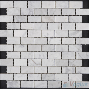 Carrara White Polished Subway Medium Brick Marble Mosaic