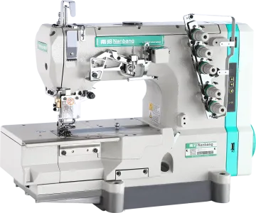 Flat bed integrated interlock sewing machine
