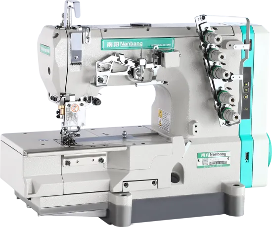 Flat bed integrated interlock sewing machine