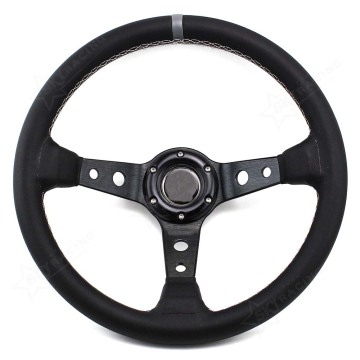 Volante moderno per perforazione in pelle perforata a 6 buche con cuciture bianche
