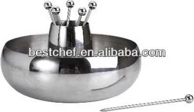 18-10 stainless steel Olive bowl with 6-pcs pick
