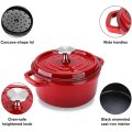 Enameled Cast Iron Dutch Oven Non Stick Bread Baking Pot With Lid Suitable For Bread Baking Use On Gas Electric Oven Red