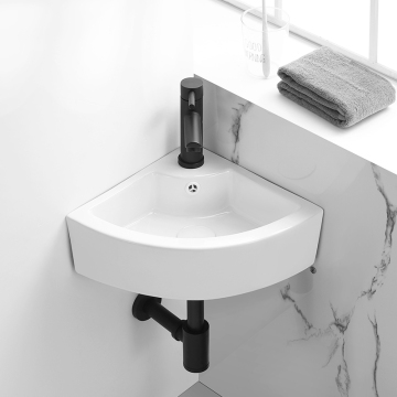 White Mini Triangle Art Porcelain Wall-Mounted Bathroom Sink