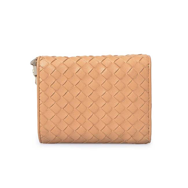 Fashion genuine leather weave long wallet for women