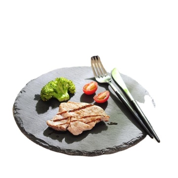 Customized Artistic Slate Shark Sushi Plate for Restaurants: 100% Natural Black Design